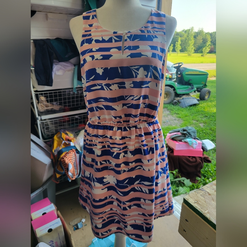 Market‎ & Spruce Pink & Blue Sleeveless Summer Dress Size Small